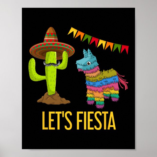 Póster Fiesta Funny Fiesta mexicana Pinata Cactus Cinc (Frente)