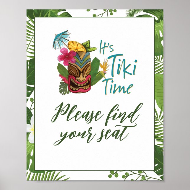 Póster Fiesta Hawaiana Tiki Verano (Frente)