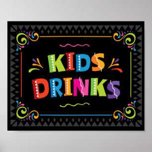 Póster Fiesta KIDS BEBIDAS Fiesta Rótulo Imprimir