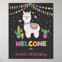 Póster Fiesta Llama / Cactus Alpaca Cumpleaños Mexicano