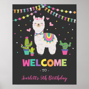 Póster Fiesta Llama / Cactus Alpaca Cumpleaños Mexicano