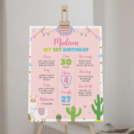 Póster Fiesta Llama Fun Chica Primer Rótulo de cumpleaños