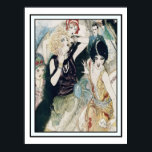 Póster Fiesta Mayhem y travesura del Art Deco<br><div class="desc">Fun vintage retro art deco cosmopolita escena de la era de jazz de los tambores de los años 20, discotecas y speakfacies. Las mujeres en vintage fiesta de moda en la noche como hidalgo con esmoquin de corbata negra mira divertida. Tal vez estén en un fiesta de cócteles o en...</div>