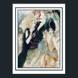 Póster Fiesta Mayhem y travesura del Art Deco<br><div class="desc">Fun vintage retro art deco cosmopolita escena de la era de jazz de los tambores de los años 20, discotecas y speakfacies. Las mujeres en vintage fiesta de moda en la noche como hidalgo con esmoquin de corbata negra mira divertida. Tal vez estén en un fiesta de cócteles o en...</div>
