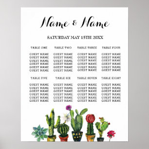Póster Fiesta Mesa Plan Boda Poster 8 Cactus de asiento