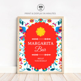 Póster Fiesta Mexican Margarita Bar Bridal Shower Sign