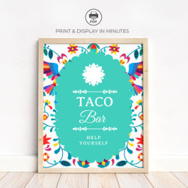 Póster Fiesta Mexican Taco Bar Bridal Shower Sign