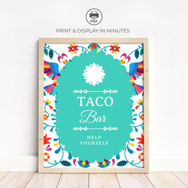 Póster Fiesta Mexican Taco Bar Bridal Shower Sign (Subido por el creador)