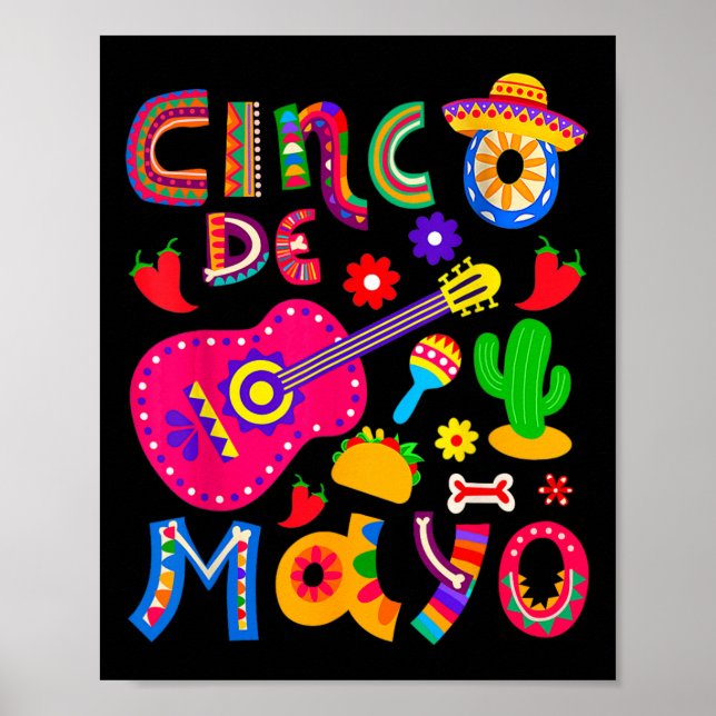 Póster Fiesta Mexicana Cinco De Mayo 5 De Mayo México Mex (Frente)