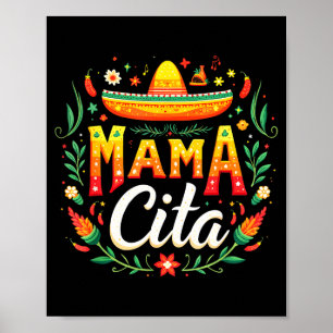Póster fiesta mexicana cinco de mayo cita de mamá