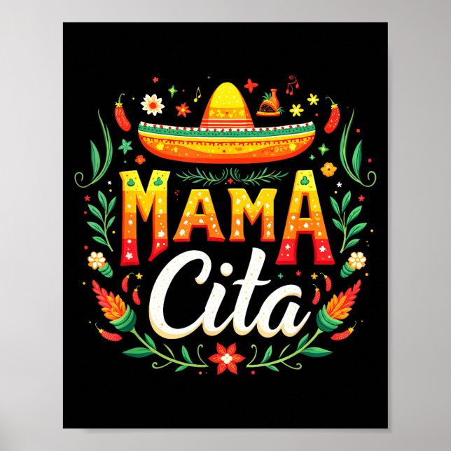 Póster fiesta mexicana cinco de mayo cita de mamá (Frente)