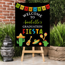 Póster Fiesta mexicana de graduación de bienvenida negra