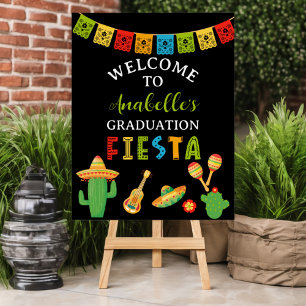 Póster Fiesta mexicana de graduación de bienvenida negra