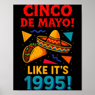Póster Fiesta mexicana retro cinco de mayo