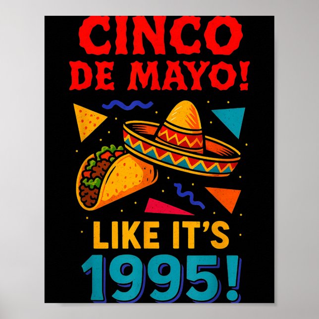 Póster Fiesta mexicana retro cinco de mayo (Frente)