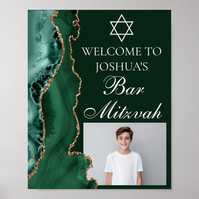 Póster Fiesta Mitzvah, bar de la Agate de Oro Verde oscur (Frente)