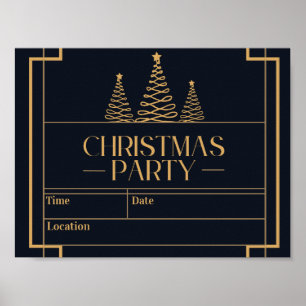 Póster Fiesta Navidad elegante de lujo invitado