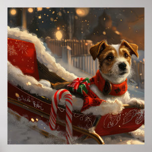Póster Fiesta Navideña del Perro Jack Russell