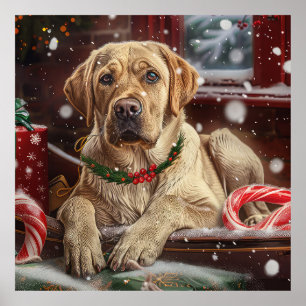 Póster Fiesta Navideña del Perro Labrador