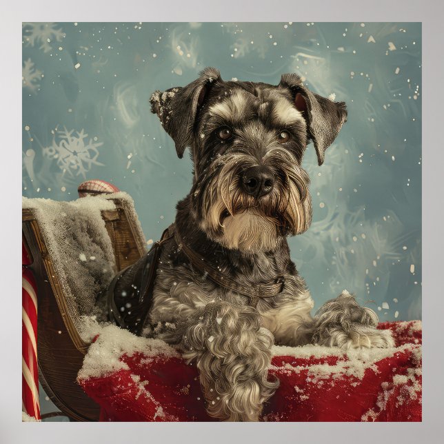 Póster Fiesta Navideña del Perro Schnauzer (Frente)