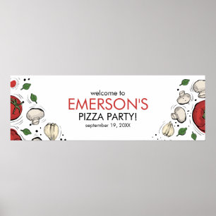 Póster Fiesta Pizza Poster de pancartas de bienvenida de 