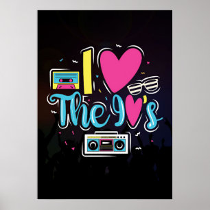 Póster Fiesta Retro Cassette de Music Art 90