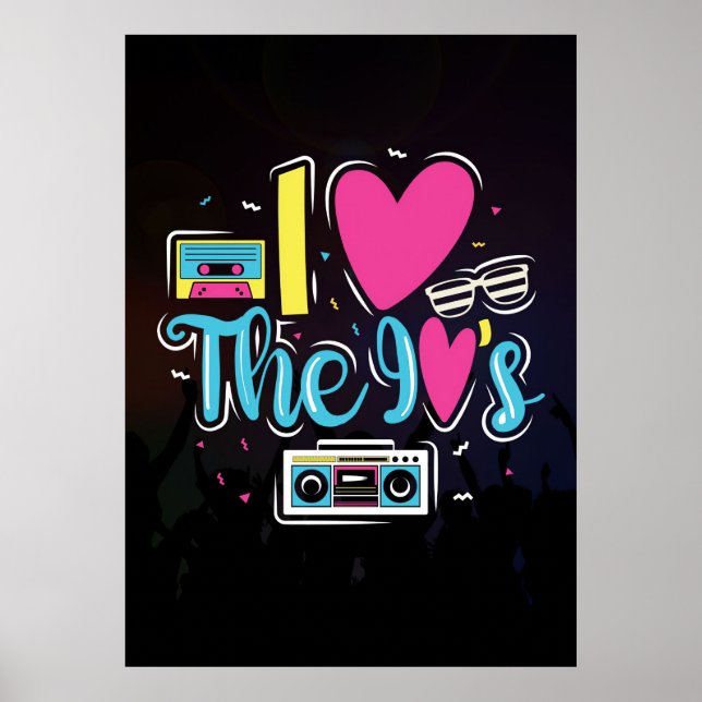 Póster Fiesta Retro Cassette de Music Art 90 (Frente)
