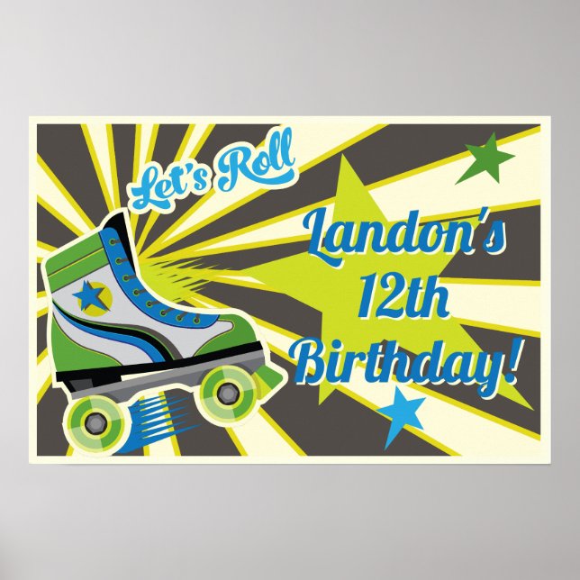 Póster Fiesta Retro de Derby en Patines de Rueda  (Frente)