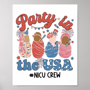 Póster Fiesta Retro En El Equipo Nicu De Estados Unidos 4
