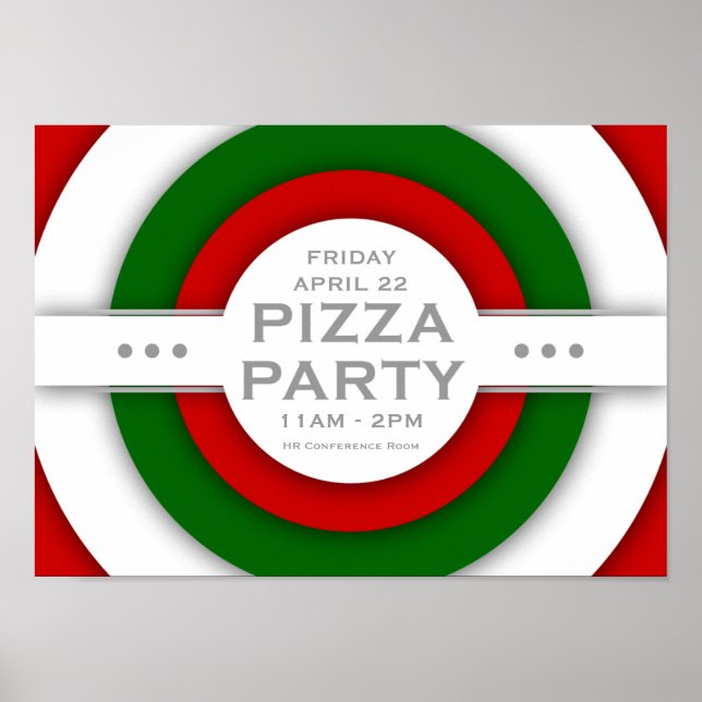 Póster fiesta retro PIZZA (Frente)