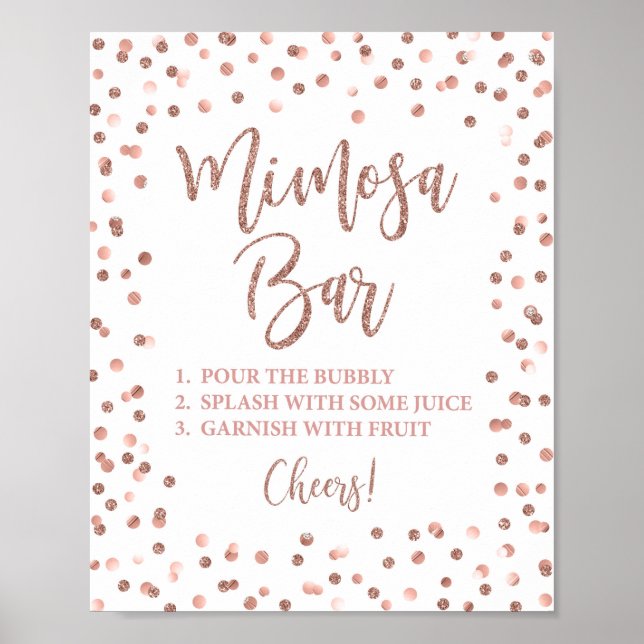 Póster Fiesta Rótulo Rosa Purpurina de oro Confetti (Frente)
