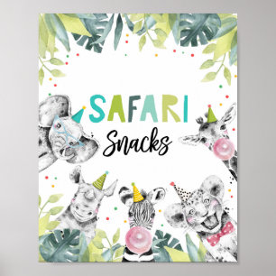 Póster Fiesta Safari Animales Niño Rótulo Cumpleaños