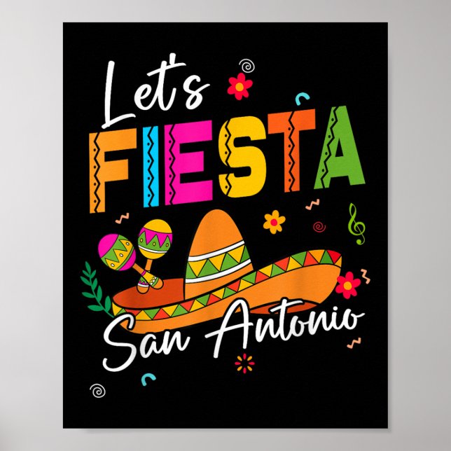 Póster Fiesta San Antonio Texas Cinco De Mayo Mexica (Frente)