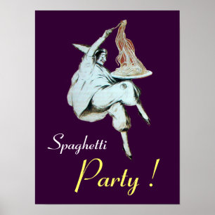 Póster Fiesta SPAGHETTI, COCINA ITALIANA, púrpura