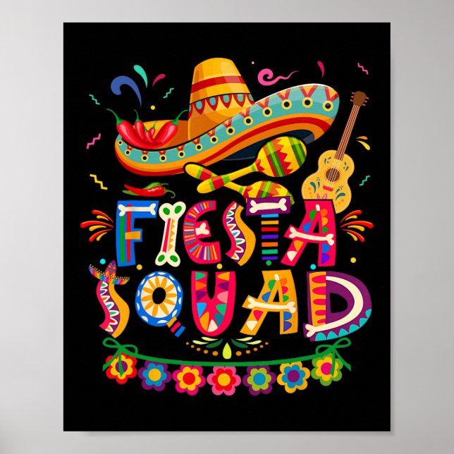 Póster Fiesta Squad Cinco De Mayo Tee Fiesta Mexicano Cin (Frente)