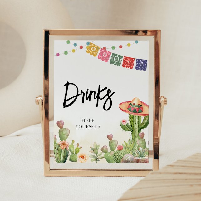 Póster Fiesta Taco 'Bout Baby Shower Bebe (Cinco De Mayo Taco Bout Baby Shower Drinks Sign)