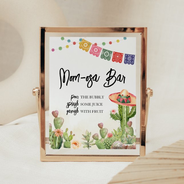 Póster Fiesta Taco 'Bout Baby Shower Mom Osa Bar (Cinco De Mayo Taco Bout Baby Shower Mom Osa Bar Sign)