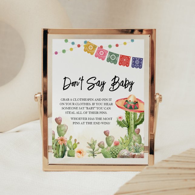 Póster Fiesta Taco 'Bout Baby Shower no diga bebé (Cinco De Mayo Taco Bout Baby Shower Don't Say Baby Sign)