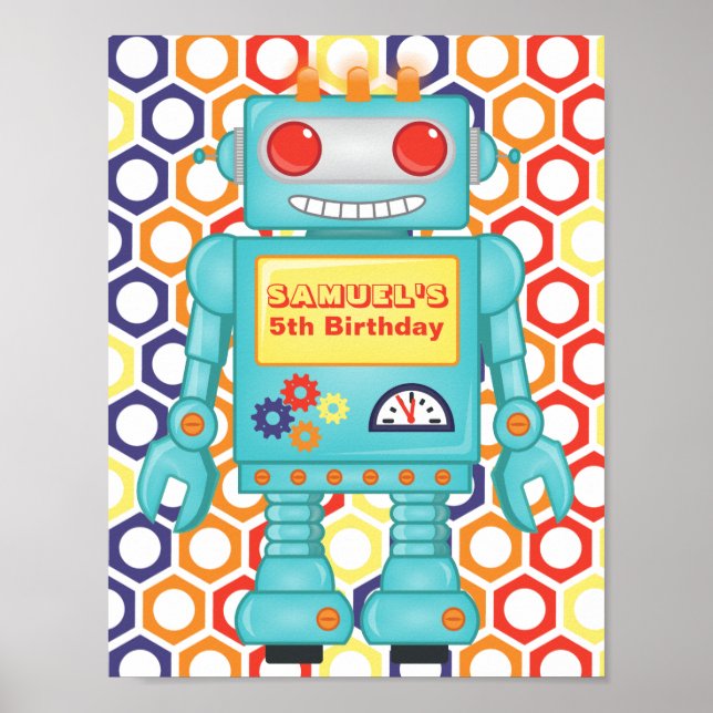 Póster Fiesta temática de Robot (Frente)