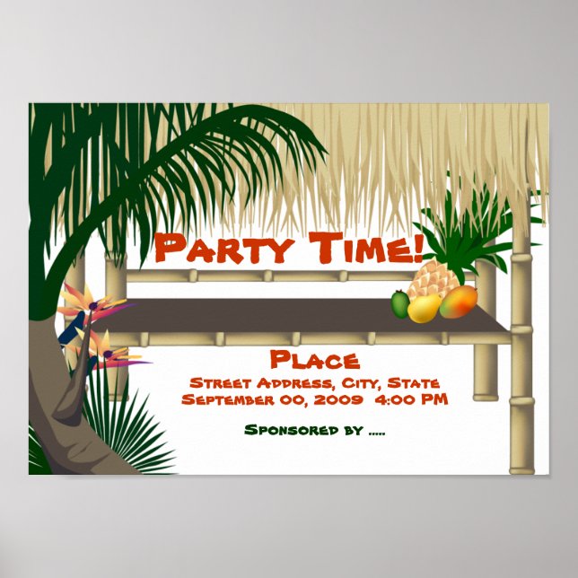 Póster Fiesta Tropical de Luau - Poster de invitaciones d (Frente)