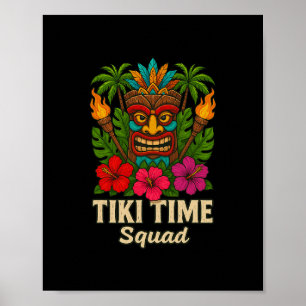 Póster Fiesta Tropical Hawaiana del Escuadrón Tiki Time