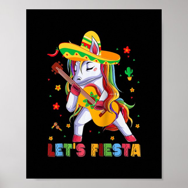 Póster Fiesta unicornio de guitarra: Cinco de mayo (Frente)