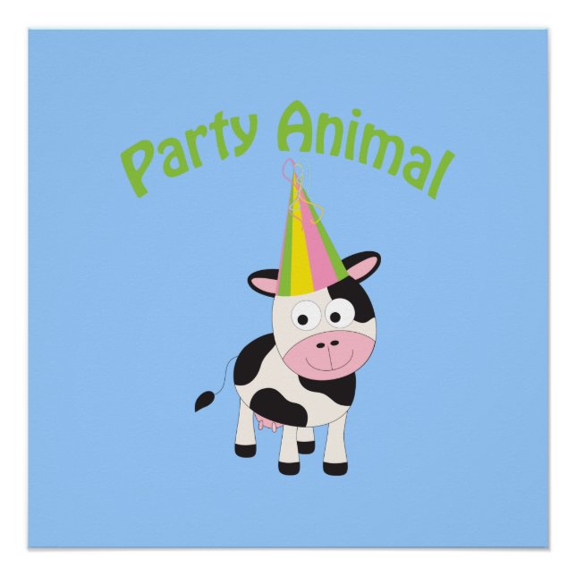 Póster Fiesta Vaca animal (Anverso)