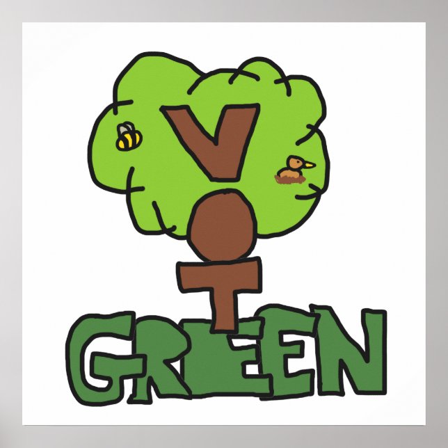 Póster Fiesta verde de voto (Frente)