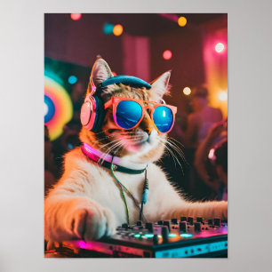 Póster Fiesta Vibes, gato Lover