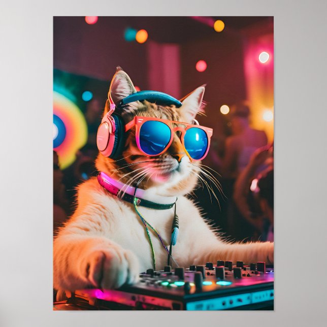 Póster Fiesta Vibes, gato Lover (Frente)