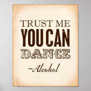 Póster Fiesta Vintage CONFIANZA EN MÍ PUEDES BAILAR Rótul