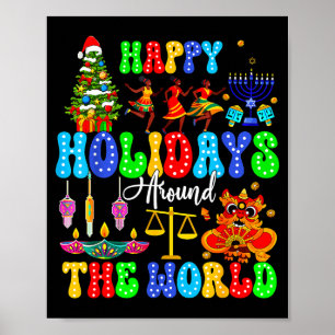 Póster Fiestas alrededor del mundo Navidad Hanukkah Kwanz