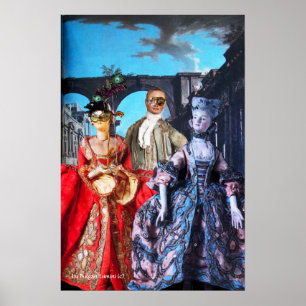 PÓSTER FIESTAS DE DISFRACES DE MÁSCARAS DE TITERES ITALIA