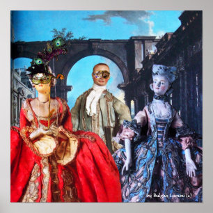 PÓSTER FIESTAS DE DISFRACES DE MÁSCARAS DE TITERES ITALIA